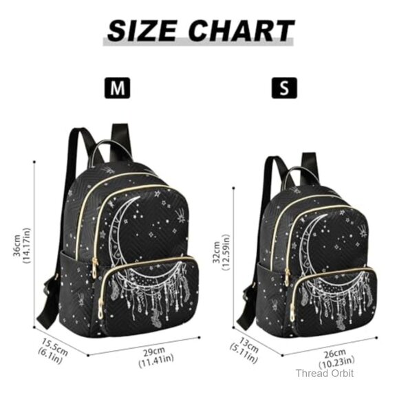 Quilted Mini Backpack Purse, Lightweight Nylon, 5 Pockets, Travel Daypack